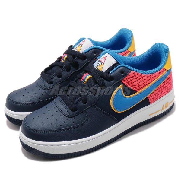 Nike 休閒鞋 Air Force 1 Now GS 藍 深藍 紅 拼接色塊設計 女鞋 大童鞋 運動鞋【PUMP306】 AV0748-400
