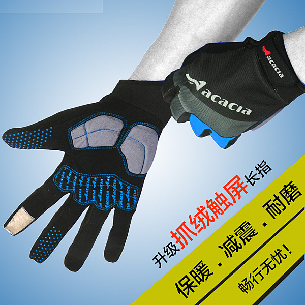 抓絨運動手套 保暖透氣 食指高靈敏導電布 大拇指吸汗毛巾布 掌心三角避震系統