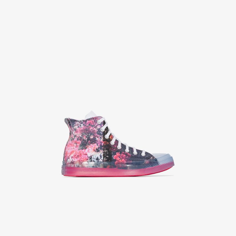 Converse Womens Blue X Shaniqwa Jarvis Pink Chuck 70 Floral High Top Sneakers