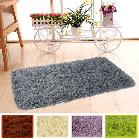 幸福揚邑》長毛羊絲絨地墊40x60cm防滑吸水超軟舒壓地毯柔灰