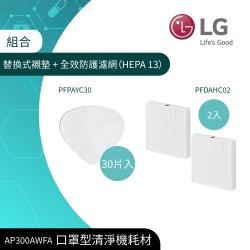 ◎LG 口罩全效防護濾網 PFDAHC02|◎每組內含2片HEPA13濾網 建議每30天更換|◎LG 口罩替換式襯墊 PFPAZC30 /每盒內含30片內襯墊 建議每日替換商品名稱:口罩空氣清淨機耗材