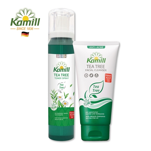 Kamill卡蜜兒 新品搶先體驗-胺基酸茶樹洗面乳+茶樹保濕噴霧 保濕定妝 舒緩鎮定