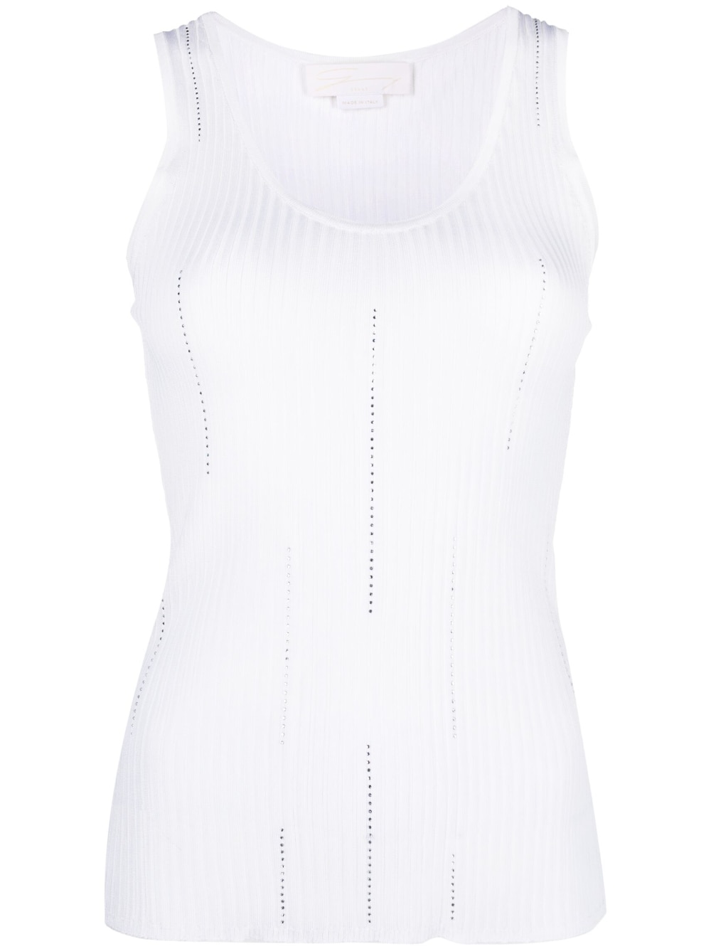 Genny - crystal-embellished ribbed tank top - women - Viscose - 44 - White