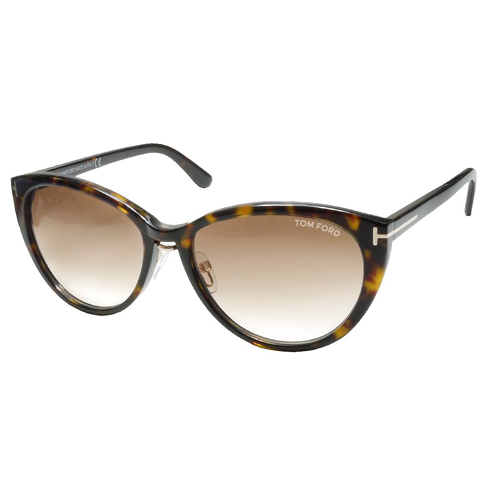 【TOM FORD太陽眼鏡】新款貓眼型鼻托設計-琥珀框棕鏡面 (TOM345-52F)