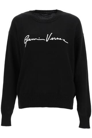Versace crewneck sweater in pure cotton yarn, personalized with the original Gianni Versace holograp