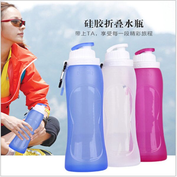 運動 水杯 摺疊水壺 便攜 水壺 矽膠 水瓶 隨手杯 冷飲杯 隨行杯 可折疊 500ml