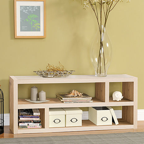 【德萊妮】DIY四格多用途收納櫃/書櫃/展示櫃/電視櫃(淺橡色)