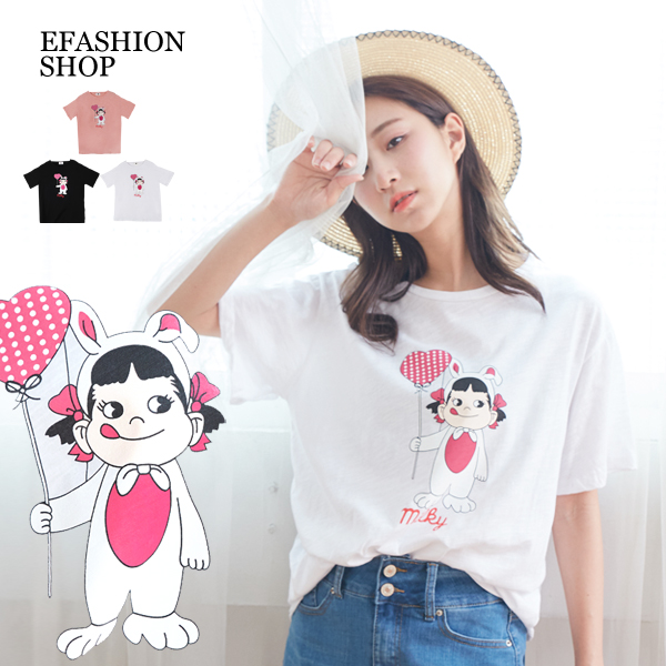 棉T-愛心氣球兔兔牛奶妹竹節棉上衣-eFashion 預【K10129970】