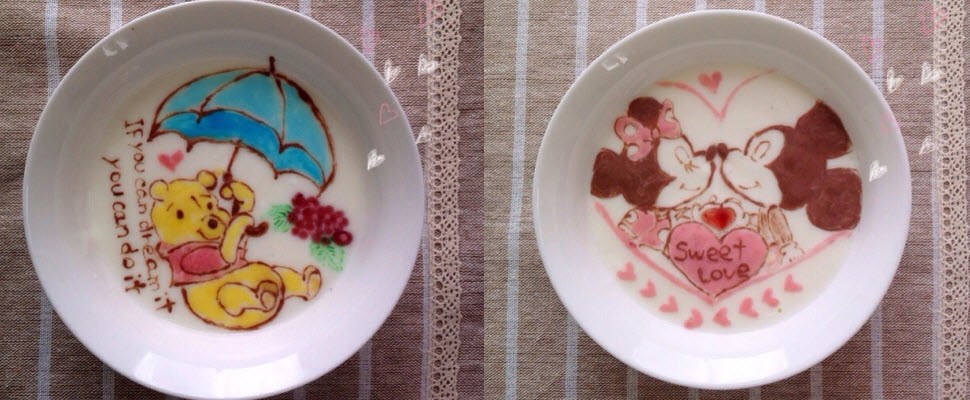 超可愛的米奇、米妮躺在優格上，誰捨得吃呢？