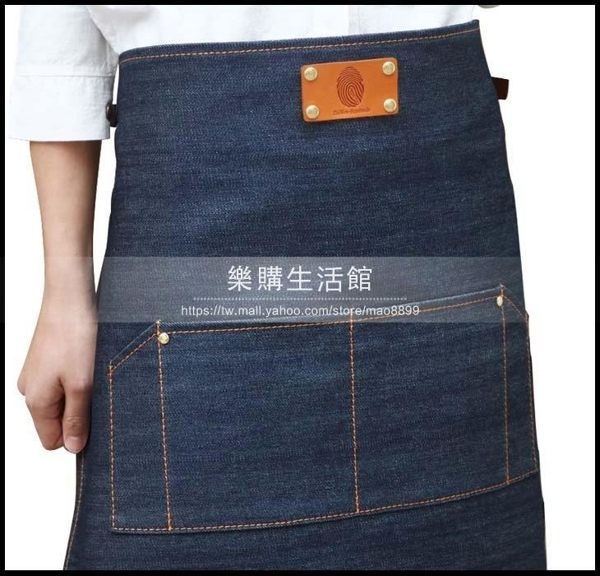 韓版帆布牛仔半身圍裙畫室廚房咖啡廳餐廳工作服圍裙-可定制LOGOLG-882026