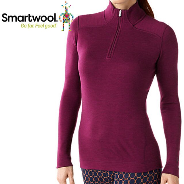Smartwool/排汗衣/保暖/內搭衣/出國/旅遊/背包客/滑雪/美麗諾羊毛/半門襟/高領毛衣 SS221 314 紫莓色 女款