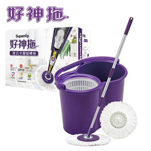 好神拖 輕巧手壓旋轉拖(1拖+1桶+2布)【愛買】
