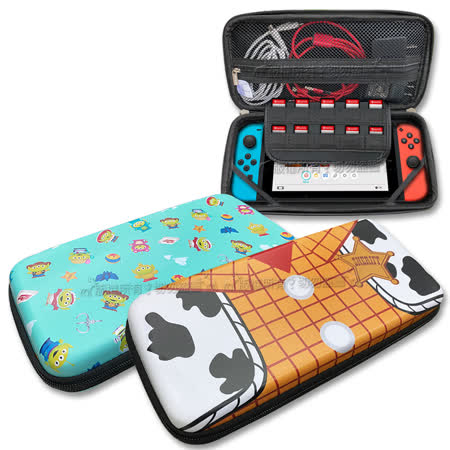皮克斯經典 玩具總動員周邊遊戲卡槽x10 配件收納拉鍊網袋優質雙拉鍊 EVA硬殼防壓防震彈性鬆緊帶 保護固定Switch主機正反相同圖案 精緻滿版印刷正版授權，絕對精品