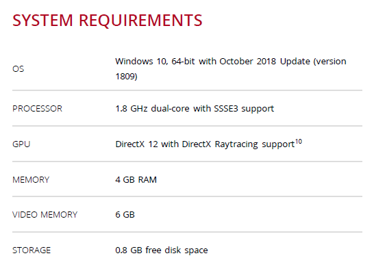 3DMark Port Royal 系統需求一覽