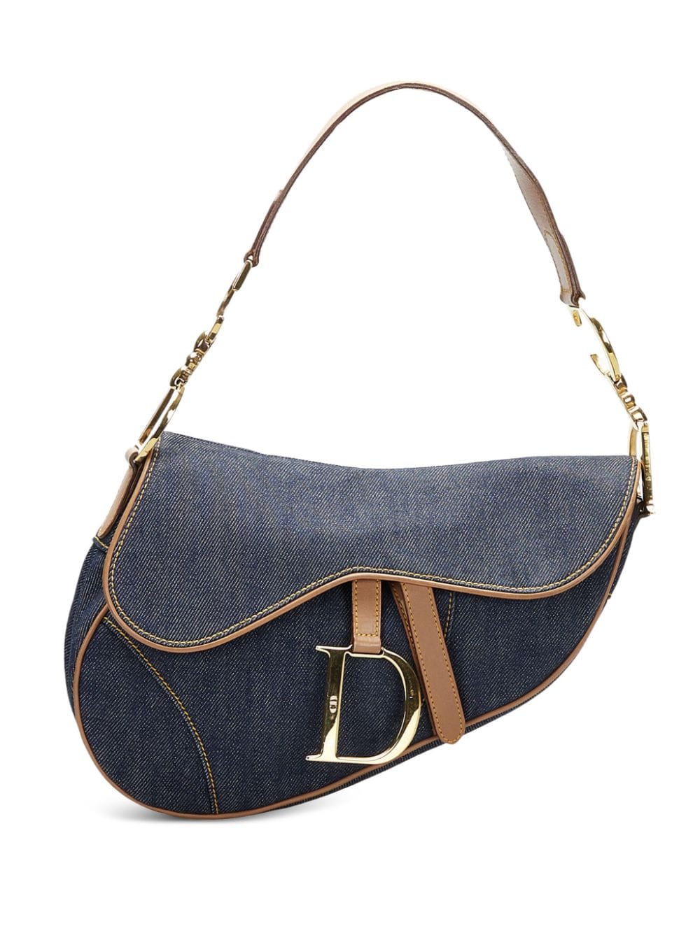 Christian Dior - pre-owned denim Saddle bag - women - Denim/Leather - One Size - Blue