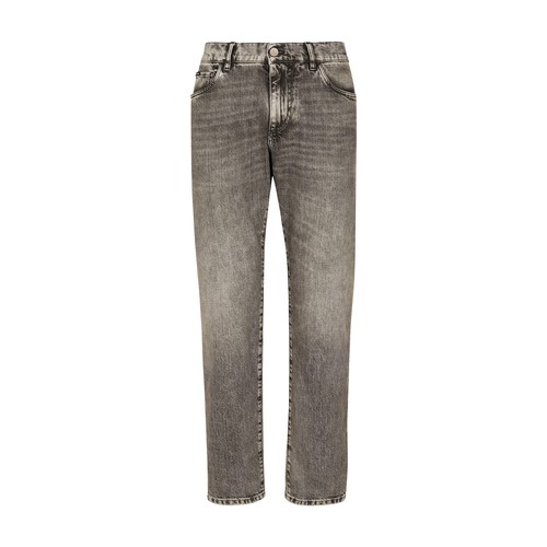 Light gray wash slim-fit stretch jeans
