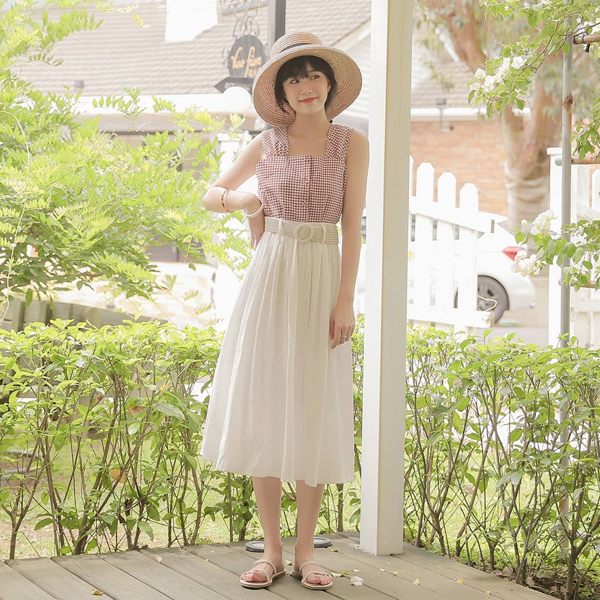 IN'SHOP寬肩帶格子後綁結背心-共3色【KT221346】