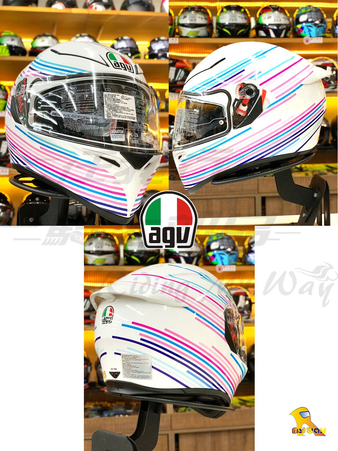 任我行騎士部品 AGV K3SV SAKURA PEARL WHITE/PURPLE 全罩 安全帽 內墨鏡 除霧片 K3-SV