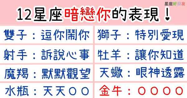 好喜歡你知不知道？」十二星座就是這樣「暗戀」你！獅子愛現太明顯，天蠍的「眼神」就足以說明一切！ | 星座好朋友| Line Today