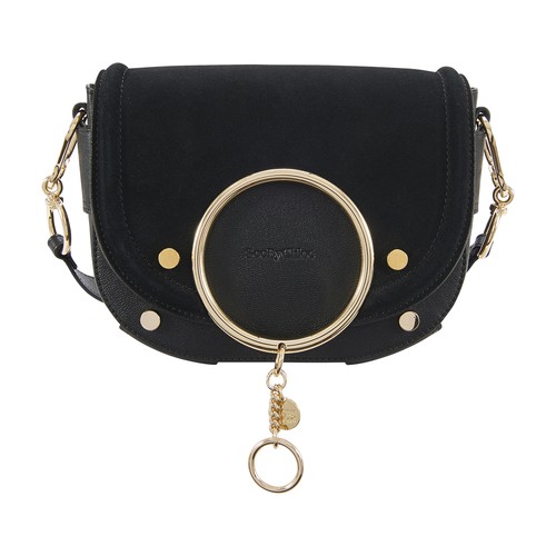 Created in small grain cowhide with a flap in calfskin suede, See By Chloé's Mara cross-body bag is