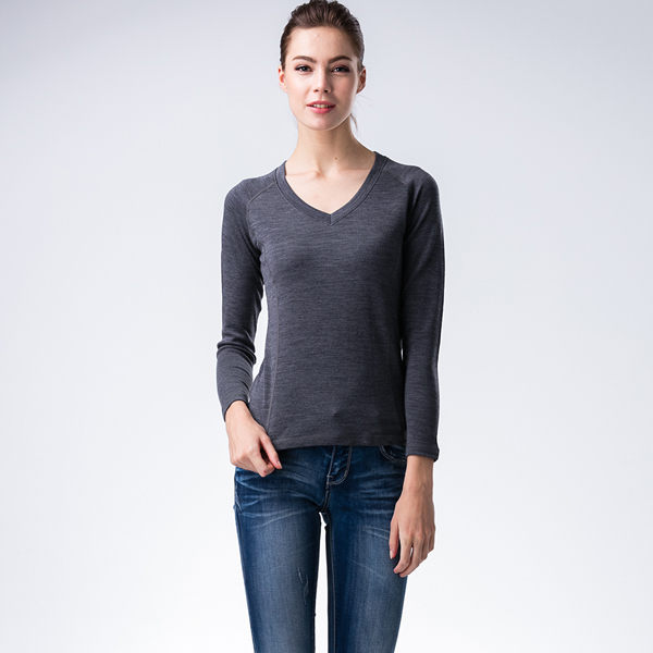 JORDON橋登 女款V領美利諾羊毛保暖衣745