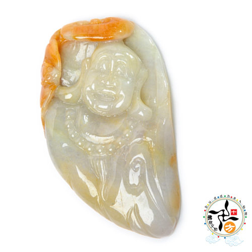 彌勒佛{黃翡雙彩翡翠A貨 }附證書 【十方佛教文物】