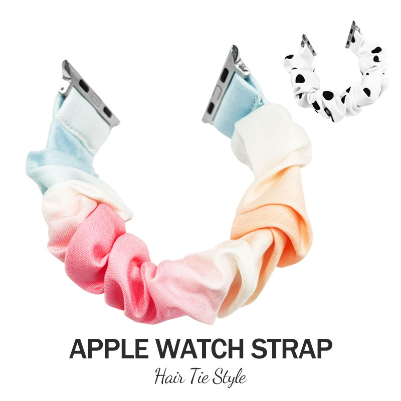蘋果髮圈錶帶 Apple Watch Series1/2/3/4/5/6/7/SE 通用 38/40/42/44/41/45mm 手錶替換錶帶 大腸圈彈力拉伸 造型款錶帶 彩點系列