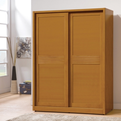 H&D 米堤柚色5尺推門衣櫃