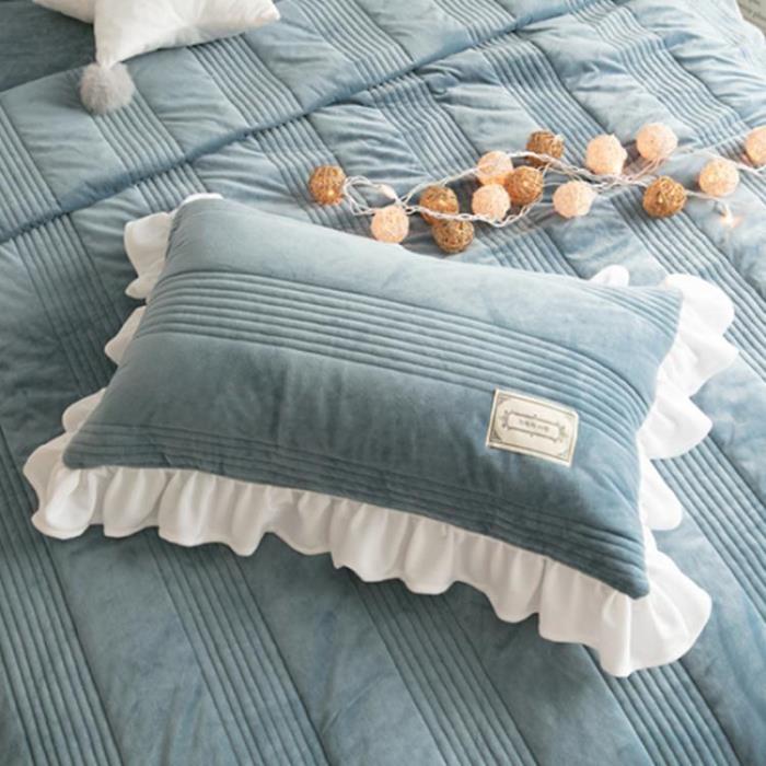 冬季珊瑚絨加厚保暖單信封枕套一只裝枕頭皮夾棉拉鍊款4874