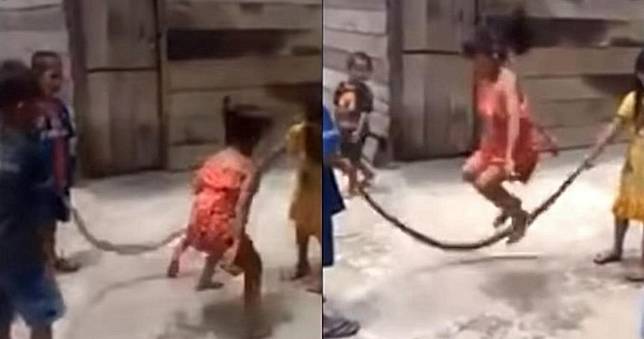 紅衣小女孩開心玩跳繩　發出「詭異聲響」網友細看嚇歪