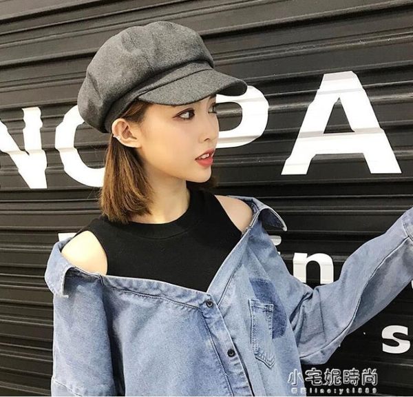貝雷帽女潮日系畫家帽復古休閒百搭ins鴨舌帽英倫八角帽『小宅妮時尚』