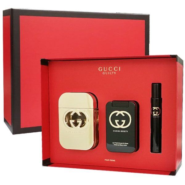 GUCCI 罪愛 女性淡香水禮盒 三件組(淡香水75ml+滾珠筆7.4ml+身體乳50ml)【娜娜香水美妝】32095