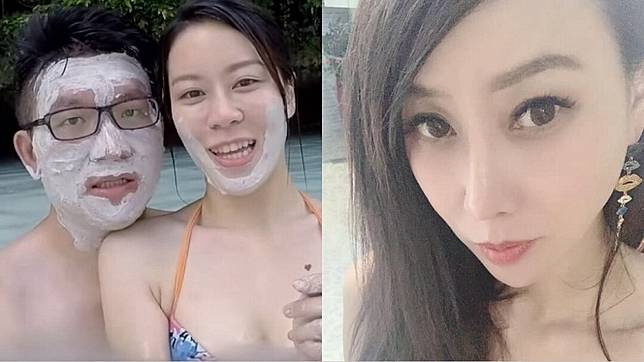 童仲彥先前擁女友泡牛奶湖、右為邱主任。(圖／翻攝自YouTube童仲彥頻道、子玹精品臉書粉絲團)