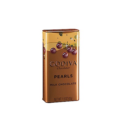GODIVA 珍珠鐵盒巧克力豆-牛奶巧克力豆(43g/盒)