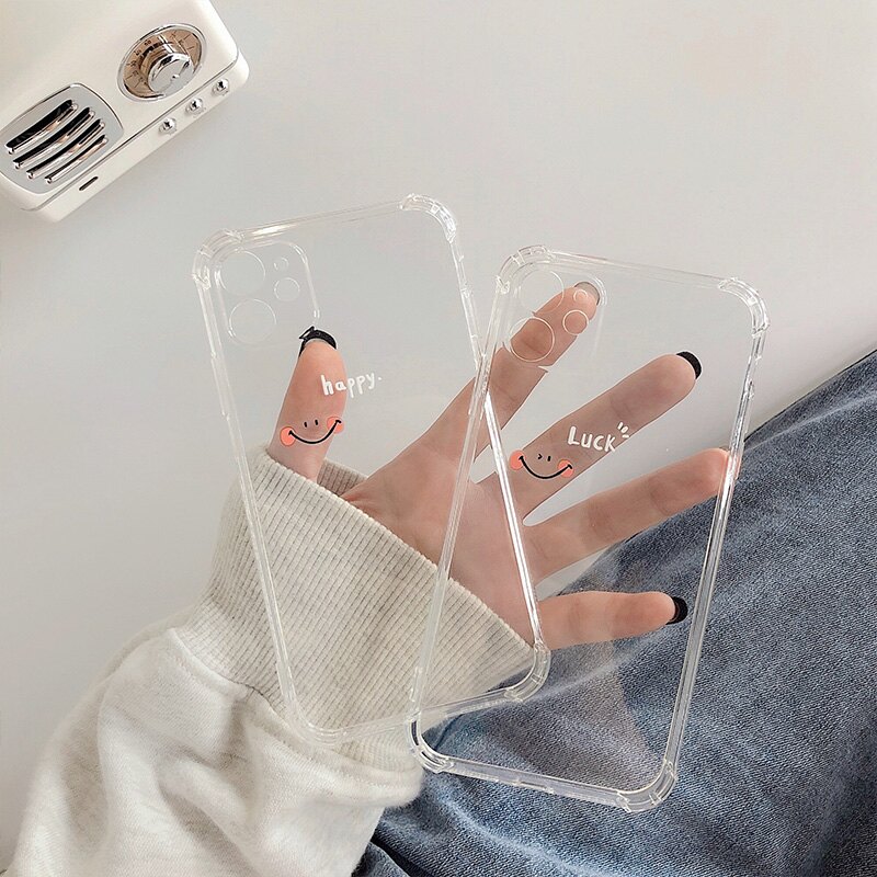 美牧 簡約字母笑臉適用11Pro/Max蘋果X/XS/XR/SE手機殼iPhone7p/SE女8plus硅膠防摔全包攝像頭保護套透明軟殼 尚品衣櫥