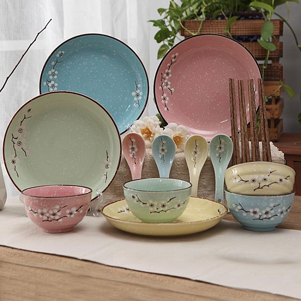 日式家用陶瓷禮品餐具碗筷碗盤碗碟套裝盤子飯碗米飯碗組合禮盒裝