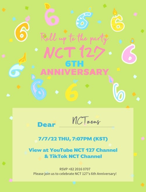 NCT127、デビュー6周年記念スペシャルライブ7月7日に生配信決定