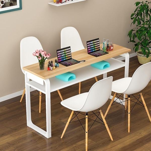 美甲桌 日式美甲桌美甲台單雙三人美甲桌化妝台指甲培訓桌美甲桌椅