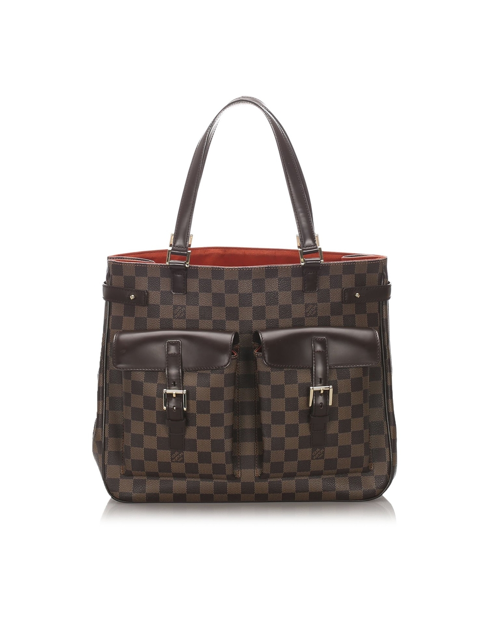 Product Details: Brown Louis Vuitton Damier Ebene Uzes Bag. The Uzes features a damier canvas body, 