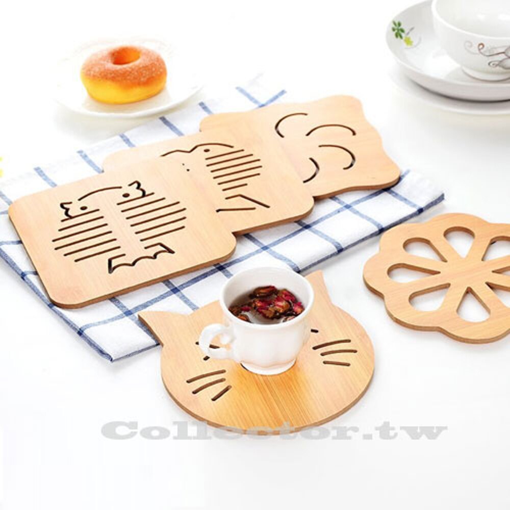 ✤宜家✤可愛鏤空木質防燙加厚隔熱墊 廚房餐墊 加厚杯墊 防滑鍋墊 碗墊 盤墊