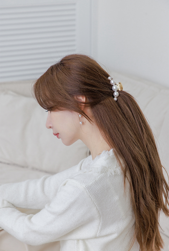 W Style漂亮珍珠鯊魚夾