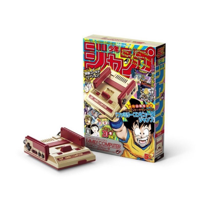 FAMICOM 迷你版 任天堂黃金版 任天堂經典迷你紅白機週刊少年 JUMP 創刊 50 周年紀念版內無附贈AC電源變壓器，需另購專用AC電源變壓器全新未拆封每一帳號線購一台 無法重複訂購 或是多單合