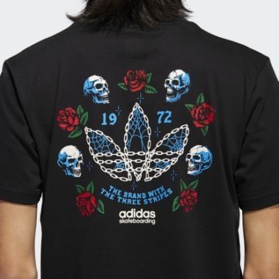 Kumo Shoes-adidas Originals 骷髏 玫瑰花 黑色 Tee 短袖 CF3118