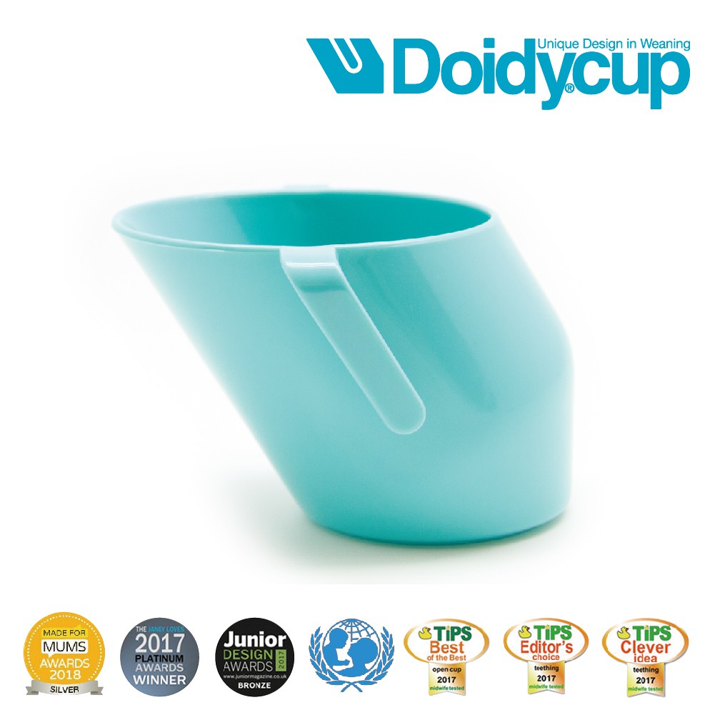 英國Doidycup彩虹學習水杯，創立於英國超過一甲子，經典斜口設計，讓寶寶看的見杯子內的東西，吸引寶寶對於喝水動作感興趣，進而愛上用杯子喝水，英國口腔專家好評推薦，提早戒奶瓶並用杯子喝水，能幫助牙齒