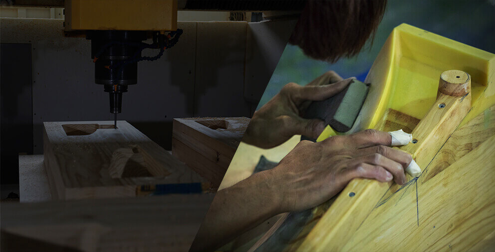 Z-Tower 一開始選用木模鑄造法，木模同時具有堅硬與易修改的特性，可做出未來砂模取樣的原型產品