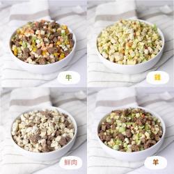 ◎無調味骨粉、無色素、無內臟|◎毛老闆每餐鮮食營養經比例計算|◎不用再為DIY鮮食時多餘食材苦惱品牌:毛食嗑種類:鮮食/餐包適用階段:全犬體型:全犬主成分:雞肉,牛肉,蔬菜,羊肉成分:｜鮮果田園雞｜C