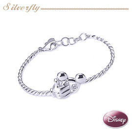 《 SilverFly銀火蟲銀飾 》Disney迪士尼-MB816-米奇寶貝 銀墜飾手環