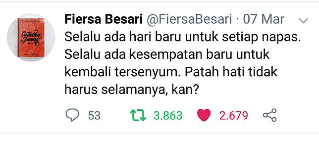 10 Tweet Penulis Fiersa Besari Yang Paling Bisa Bikin Baper