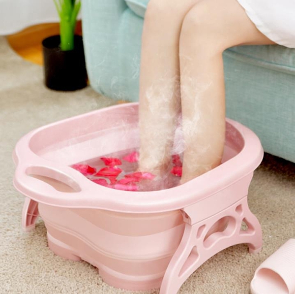 泡腳桶 可折疊泡腳桶塑料加厚按摩泡腳盆家用按摩洗腳盆過小腿深