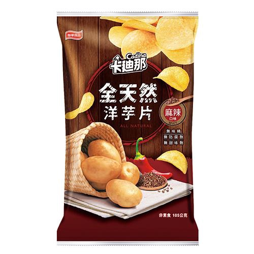 項目 : 說明 商品名稱 : 卡迪那全天然洋芋片麻辣口味 品牌 : 卡迪那 商品種類 : 數量 : 保存方式 : 常溫 食用方式 : 內容物成份 : 馬鈴薯、棕櫚油、糖、辣椒粉、鹽、雞肉粉(雞肉、麥 